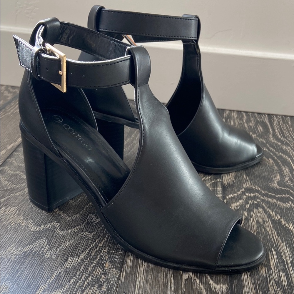 Open toe block heel 3.5” sandals, non-slip sole, trendy for work or casual